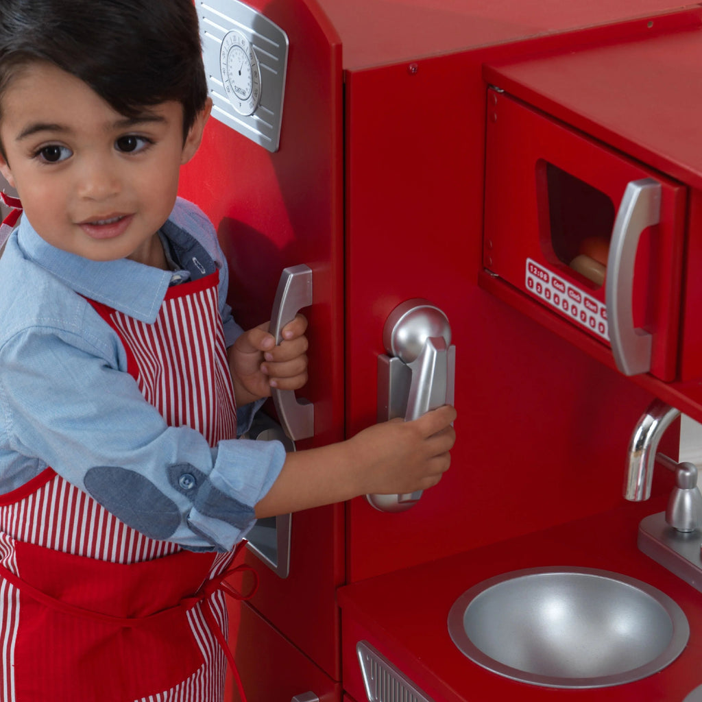 2025 Cocina de Juguete KidKraft Vintage Roja de Madera con Teléfono de Juguete