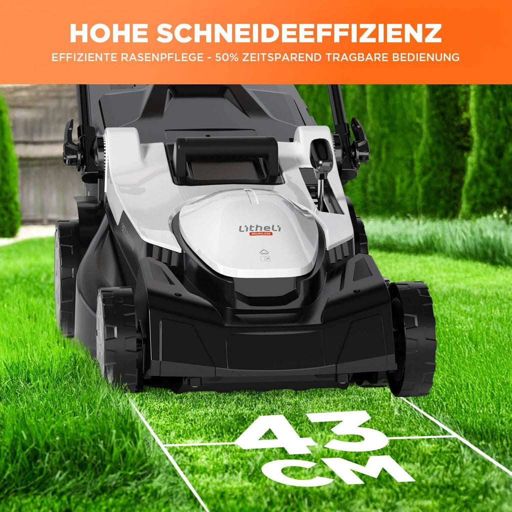 2025 Cortacésped inalámbrico Litheli 43 cm 2 x 20V con opciones de batería de 4,0 Ah