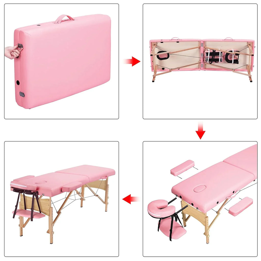 Mesa de Masajes Yaheetech – Mesa Plegable Portátil para Tratamientos, Pestañas, Spa – Mesa de Masaje Ajustable en 2 Secciones con Bolsa No Tejida, 24 pulgadas, Negra