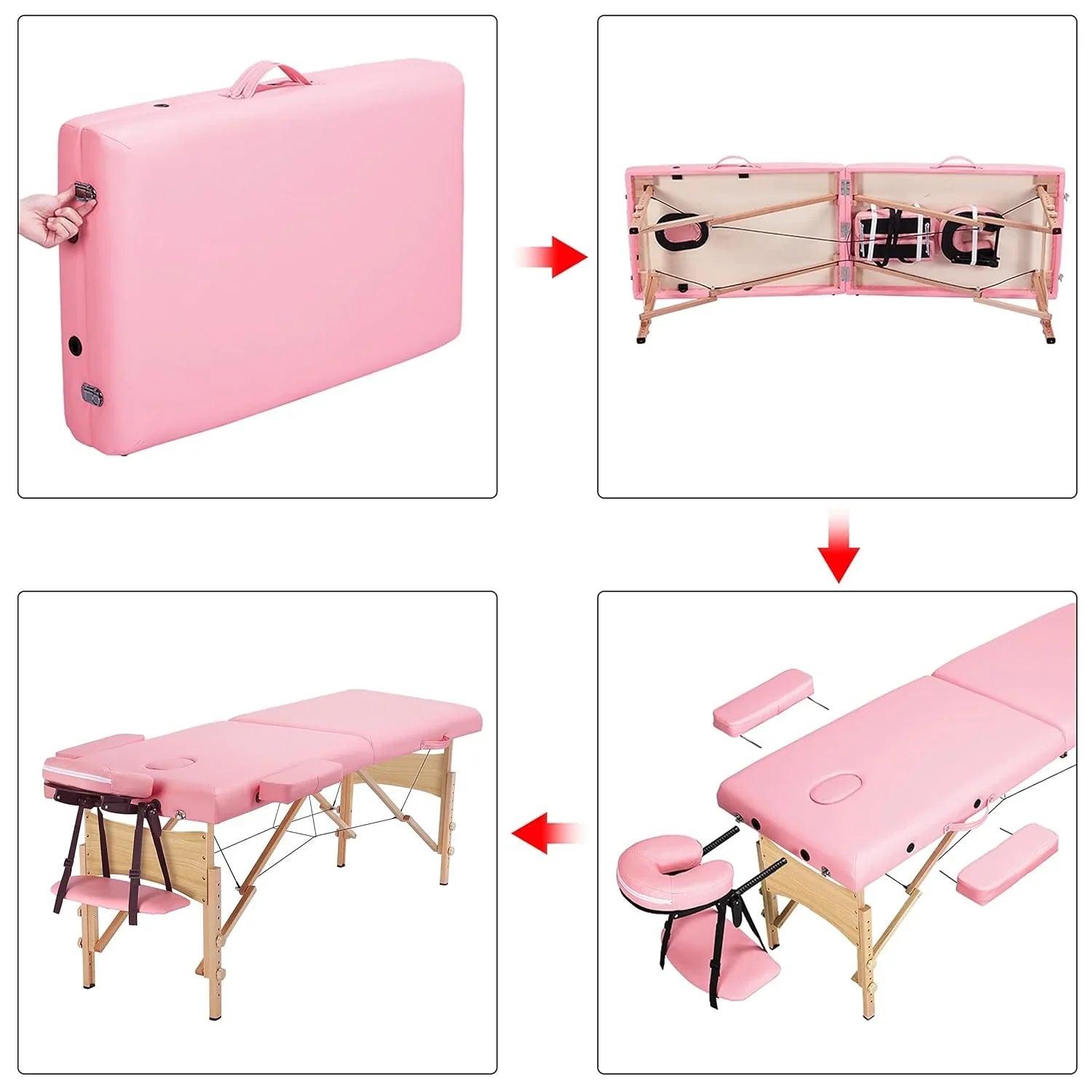 Mesa de Masajes Yaheetech – Mesa Plegable Portátil para Tratamientos, Pestañas, Spa – Mesa de Masaje Ajustable en 2 Secciones con Bolsa No Tejida, 24 pulgadas, Negra