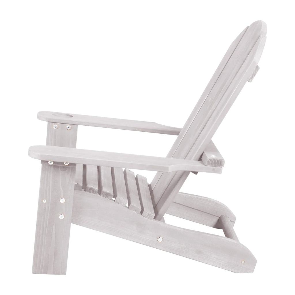 Silla infantil para exteriores "Silla de cubierta" – Silla de cubierta de madera certificada FSC – Acabado en gris grabado