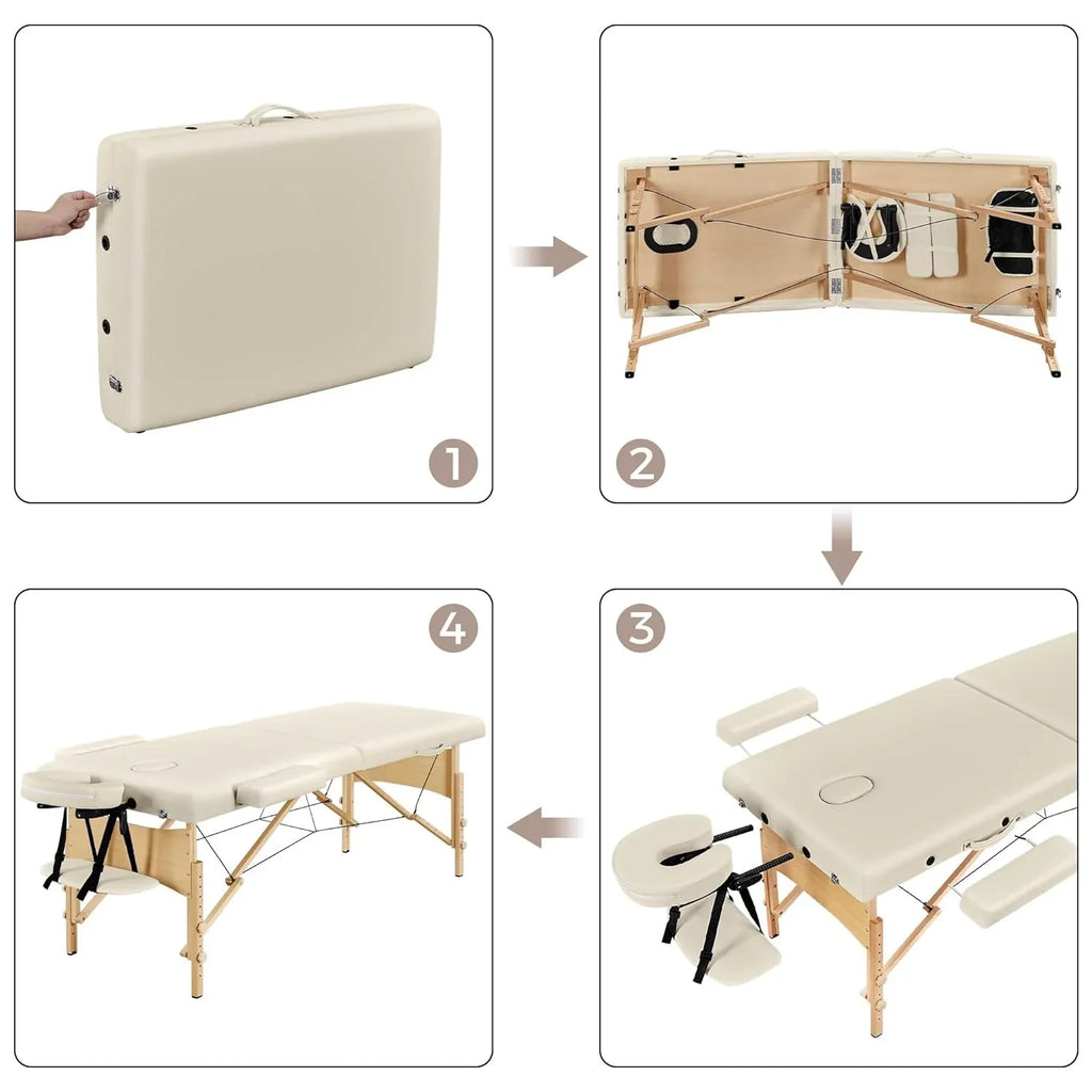 Mesa de Masajes Yaheetech – Mesa Plegable Portátil para Tratamientos, Pestañas, Spa – Mesa de Masaje Ajustable en 2 Secciones con Bolsa No Tejida, 24 pulgadas, Negra